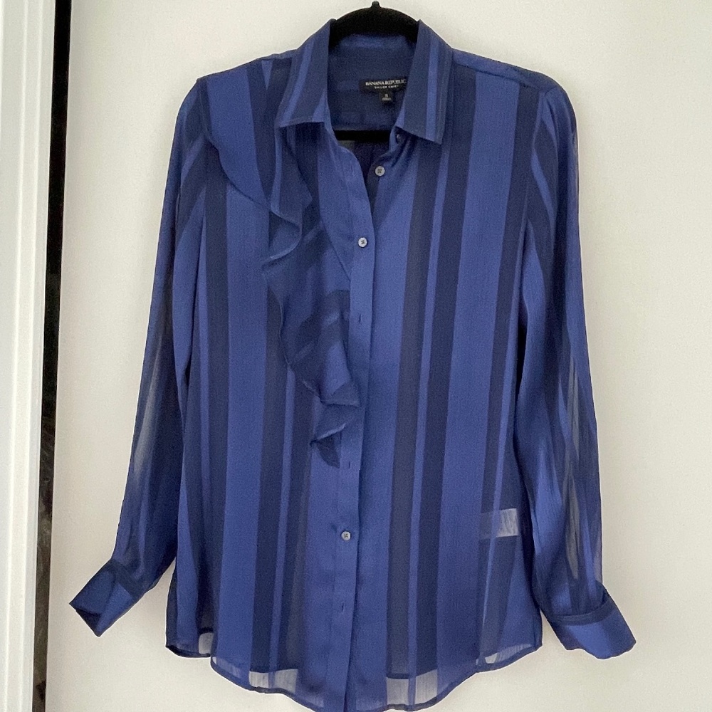 Blue Sheer Stripe Blouse